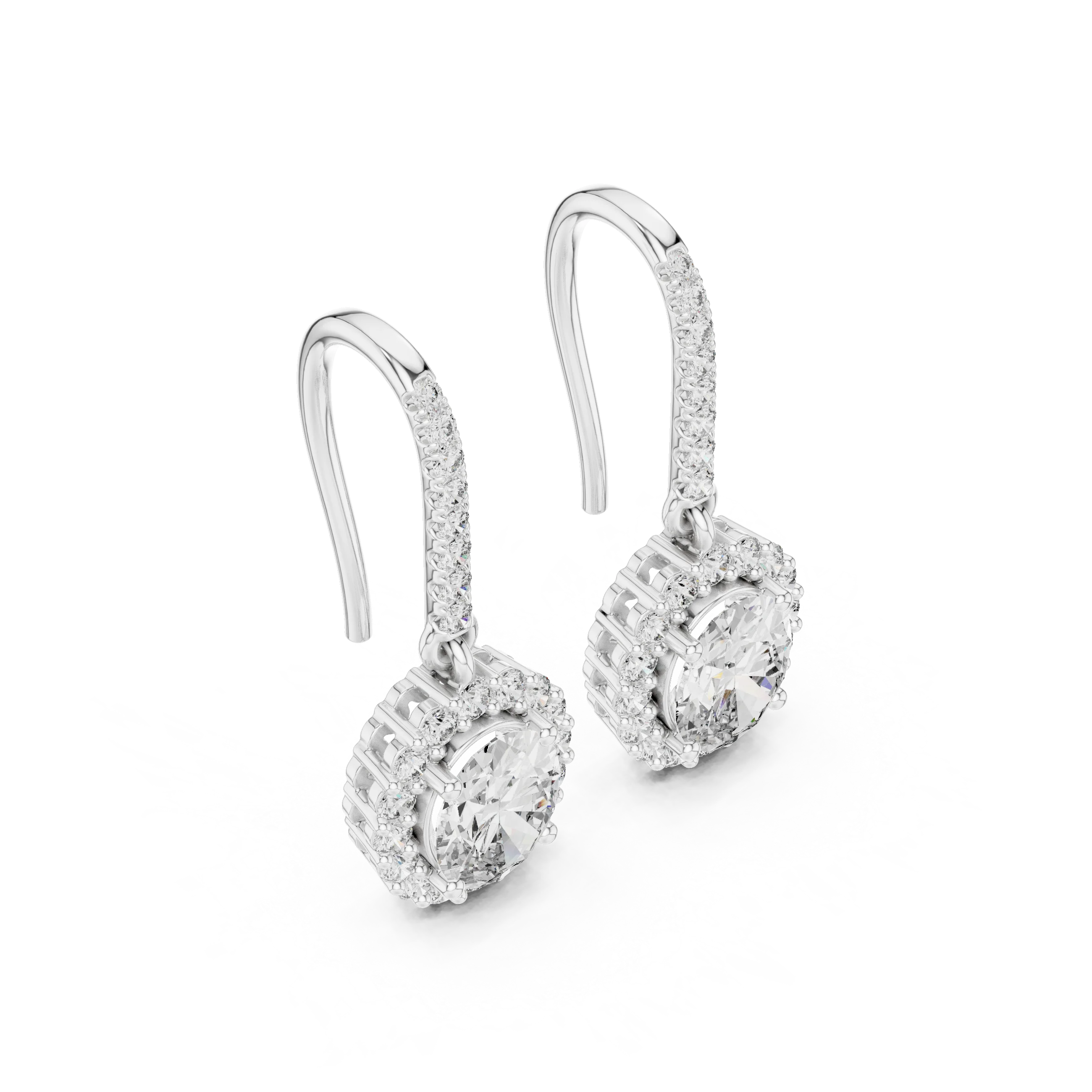 Lumière Halo Drop Diamond Earrings