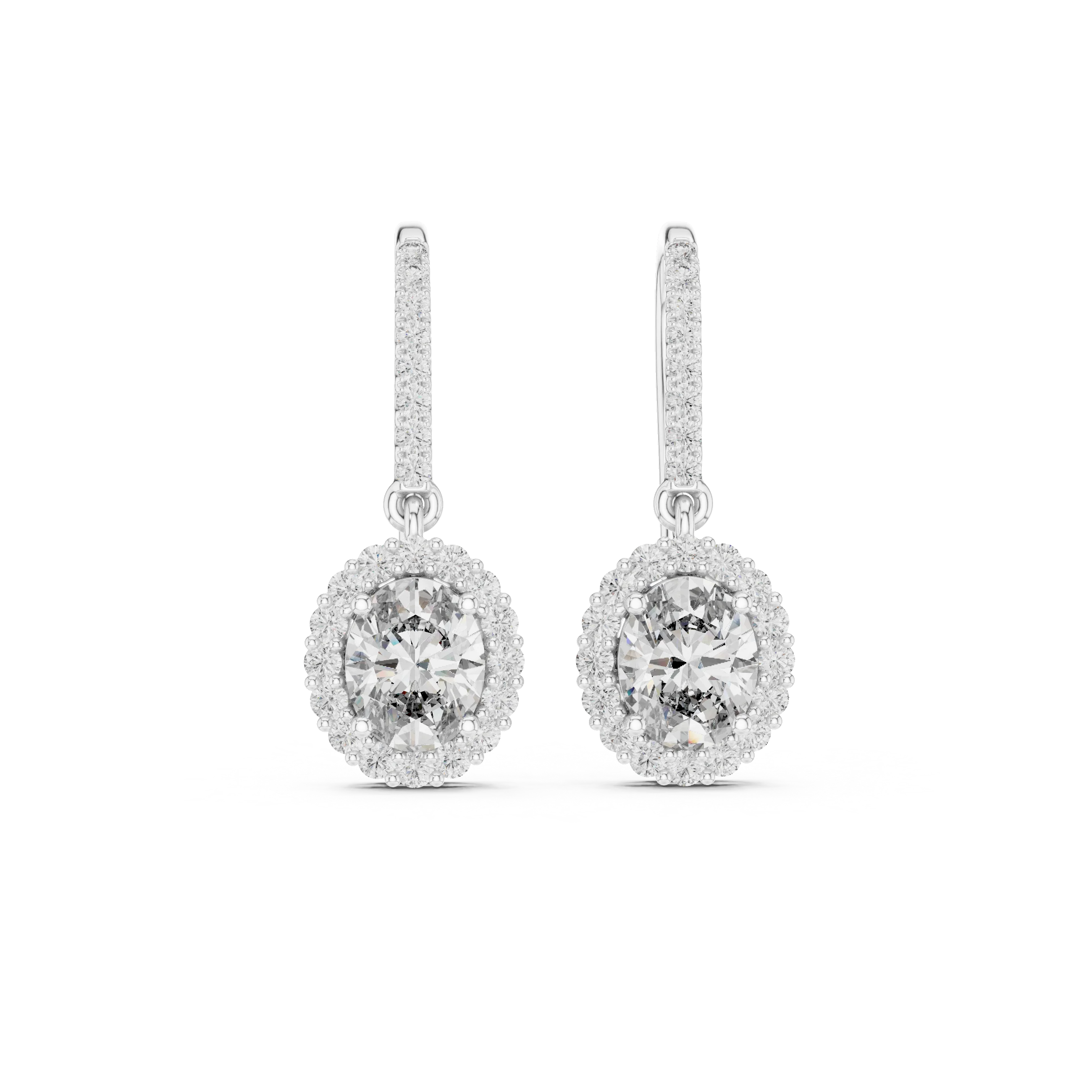 Lumière Halo Drop Diamond Earrings