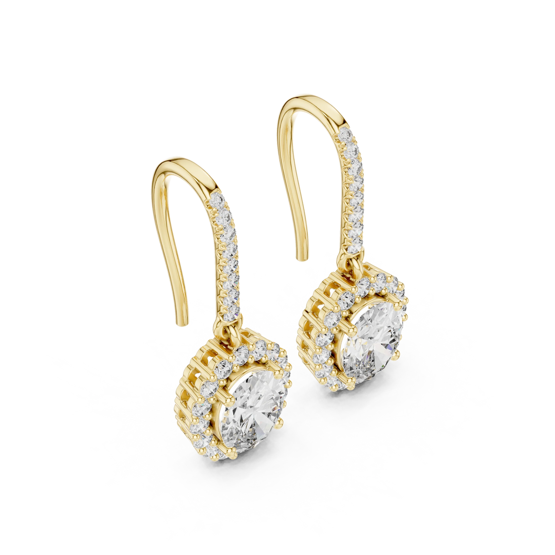 Lumière Halo Drop Diamond Earrings