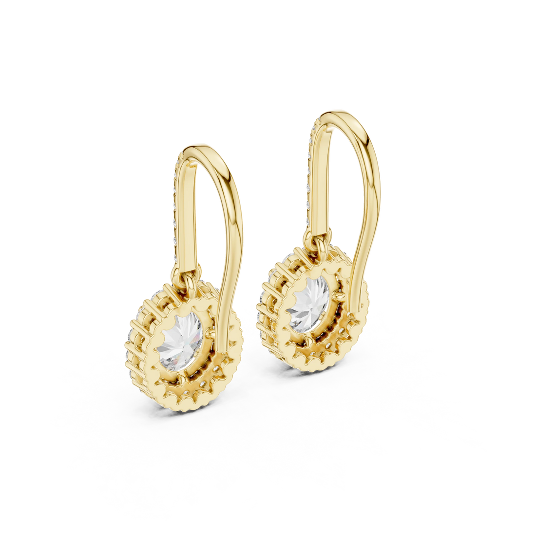 Lumière Halo Drop Diamond Earrings