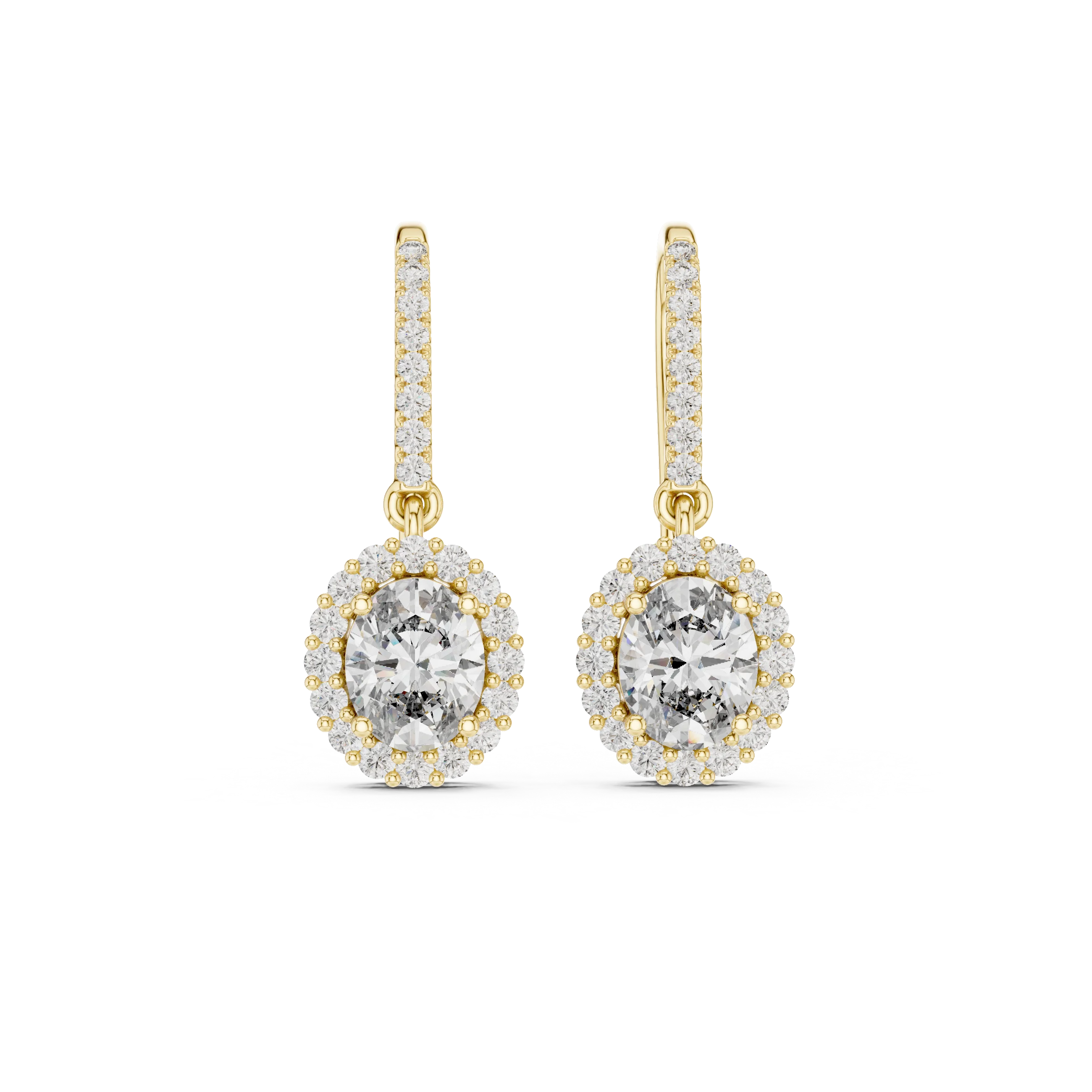 Lumière Halo Drop Diamond Earrings
