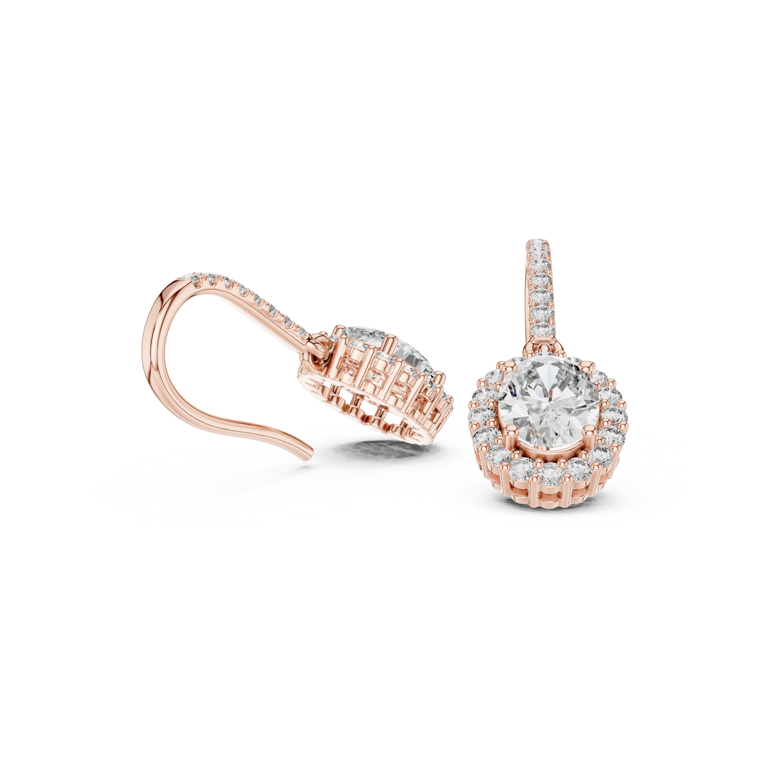 Lumière Halo Drop Diamond Earrings