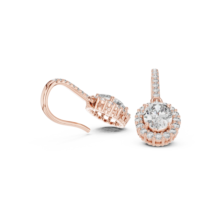 Lumière Halo Drop Diamond Earrings