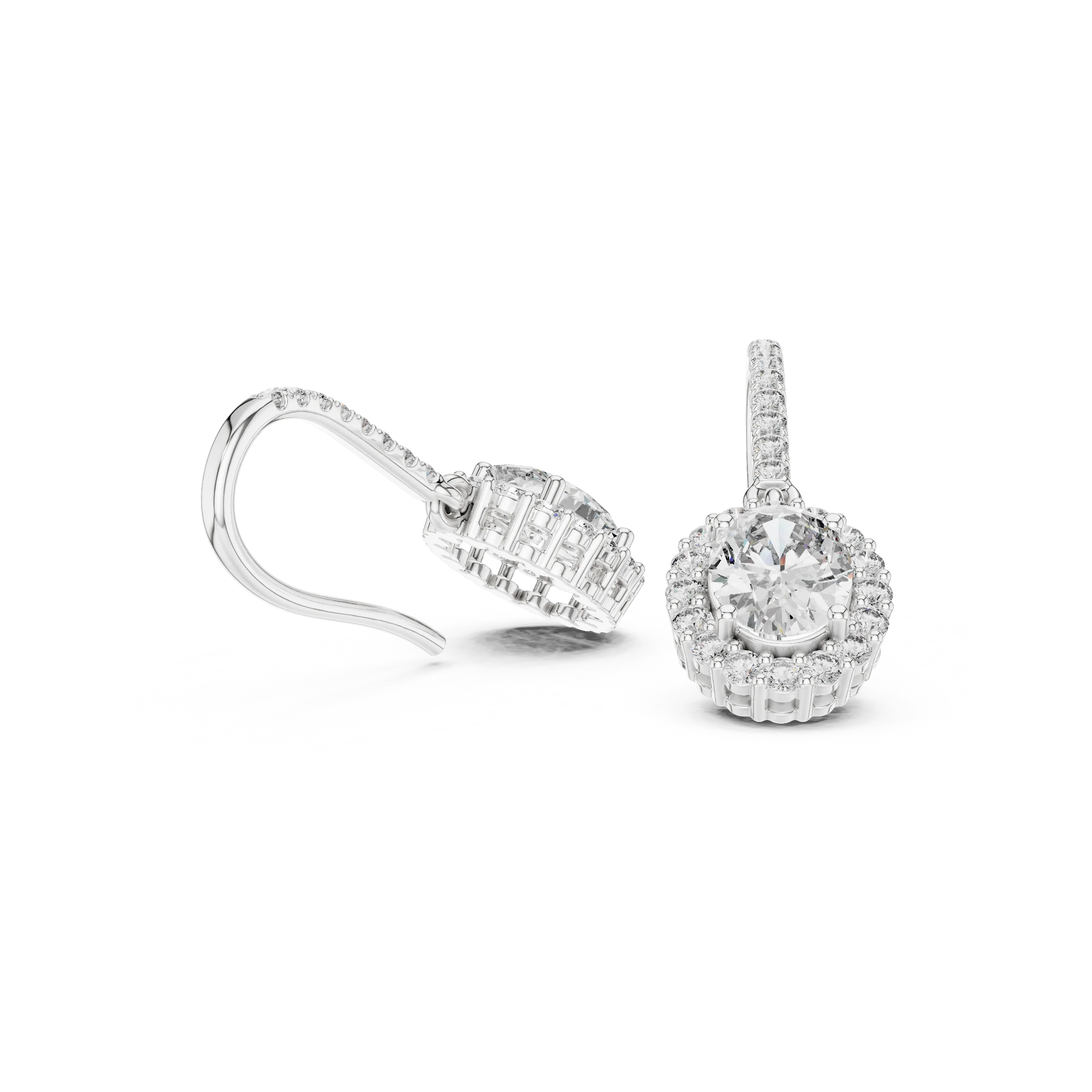 Lumière Halo Drop Diamond Earrings