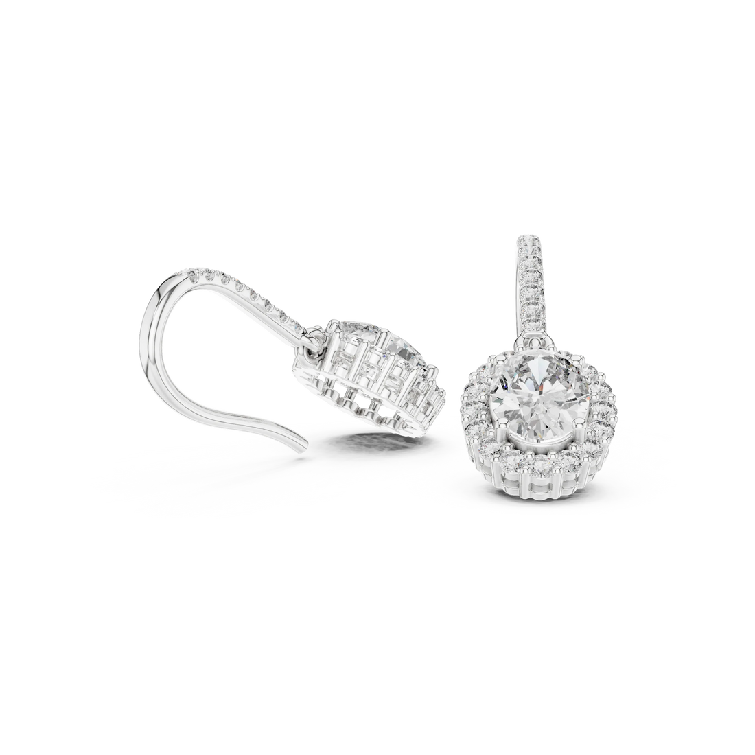 Lumière Halo Drop Diamond Earrings