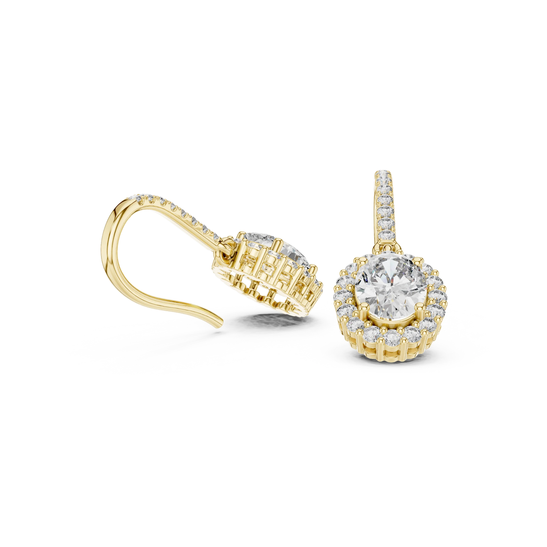 Lumière Halo Drop Diamond Earrings