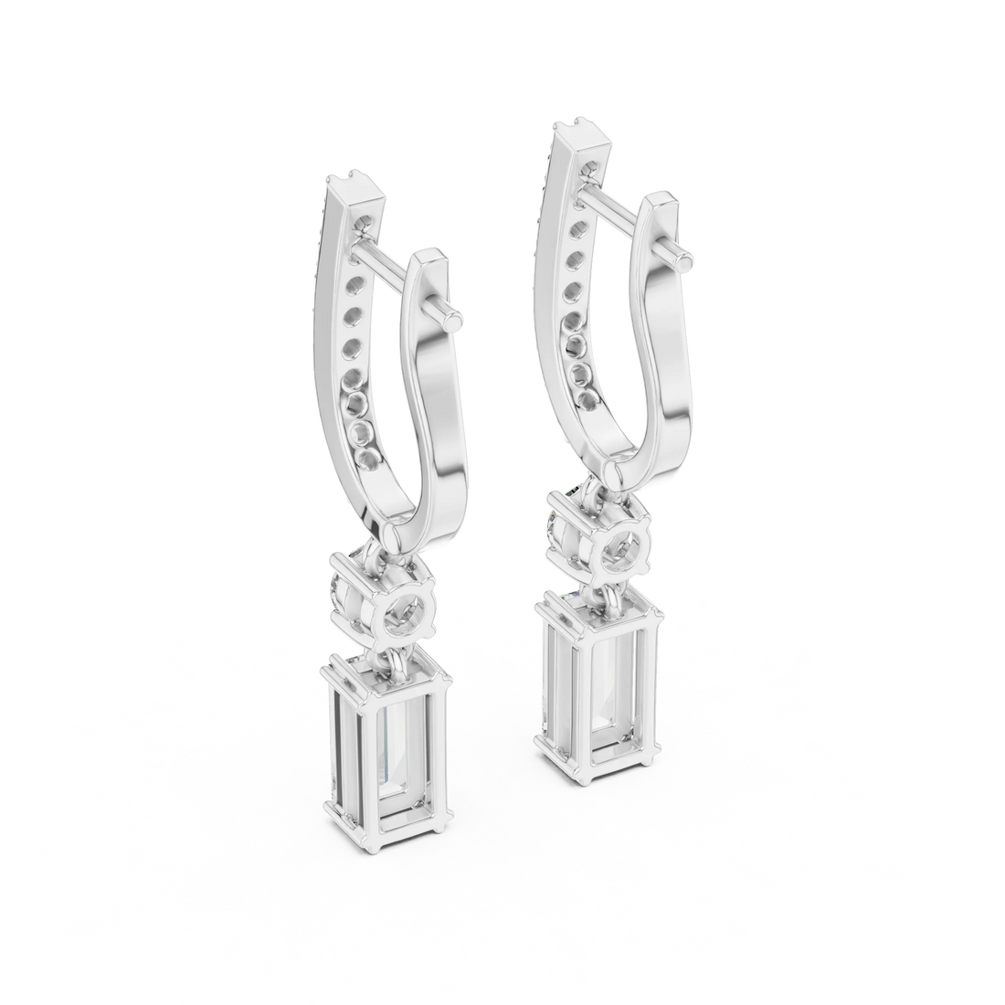 Regal Cascade Emerald Diamond Drop Earrings