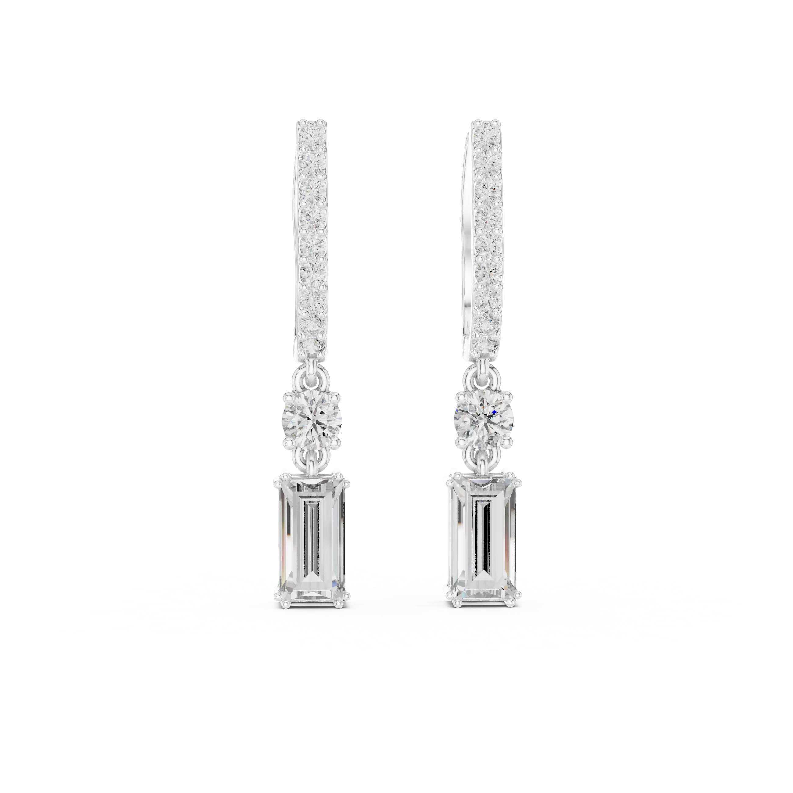 Regal Cascade Emerald Diamond Drop Earrings