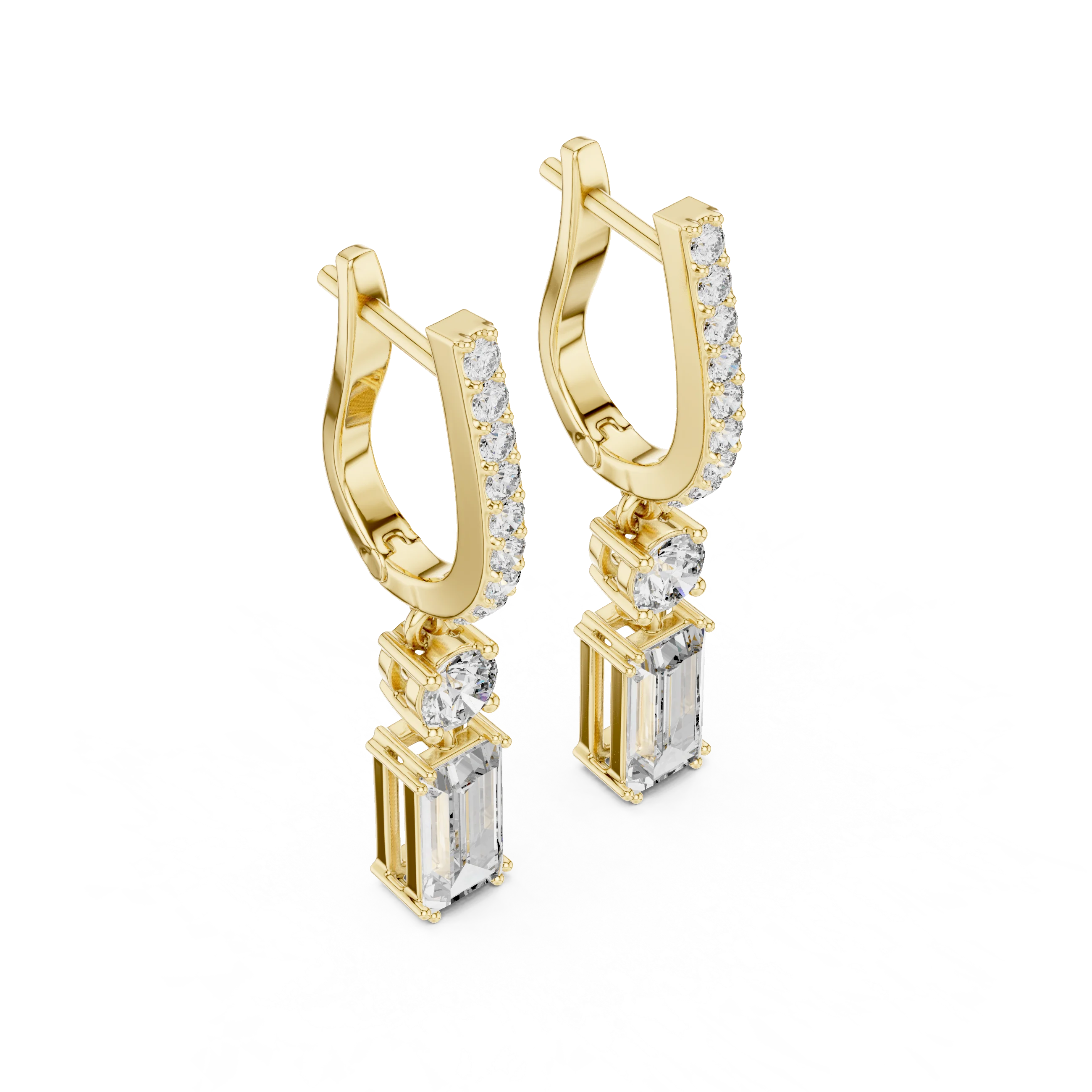 Regal Cascade Emerald Diamond Drop Earrings