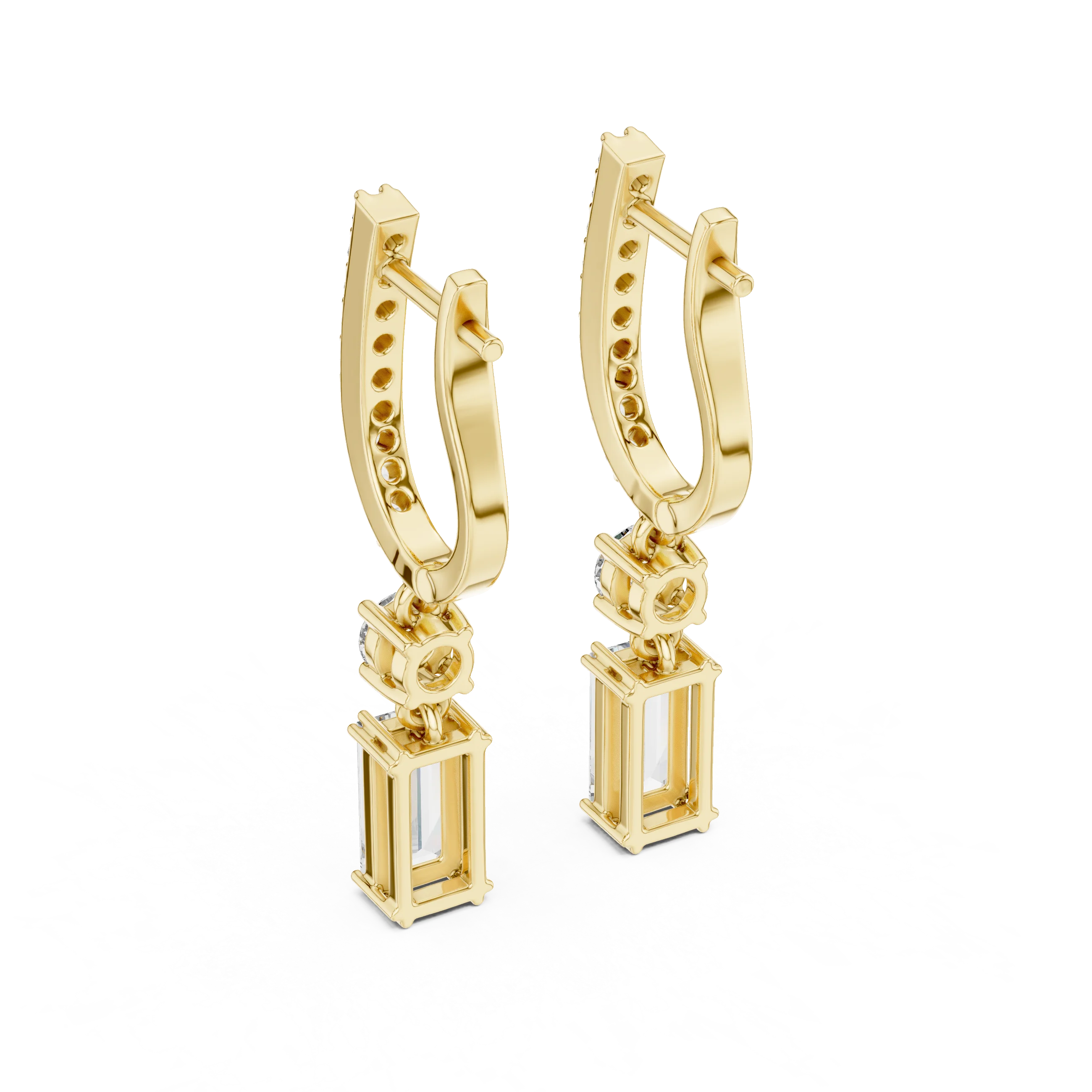 Regal Cascade Emerald Diamond Drop Earrings