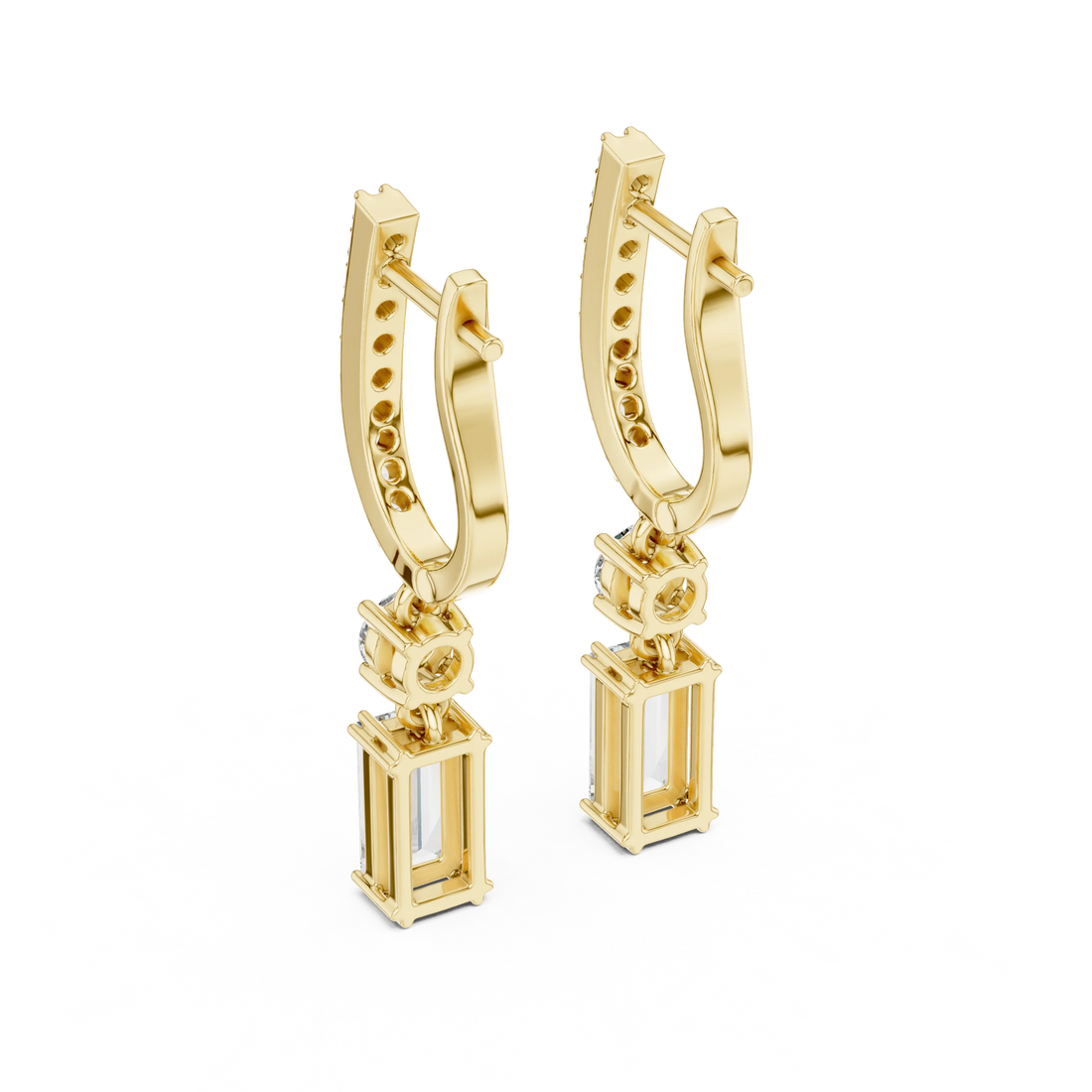 Regal Cascade Emerald Diamond Drop Earrings