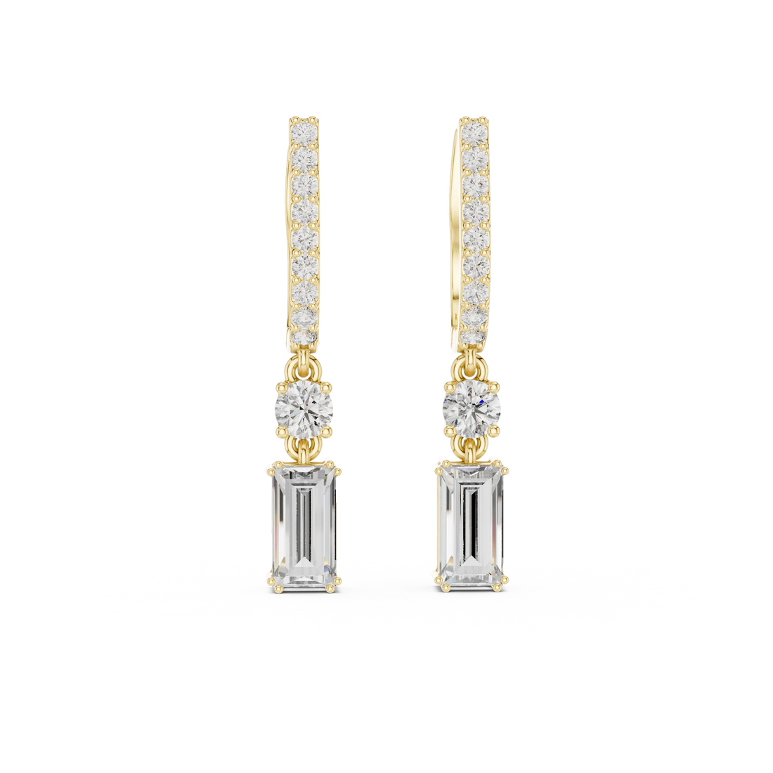 Regal Cascade Emerald Diamond Drop Earrings