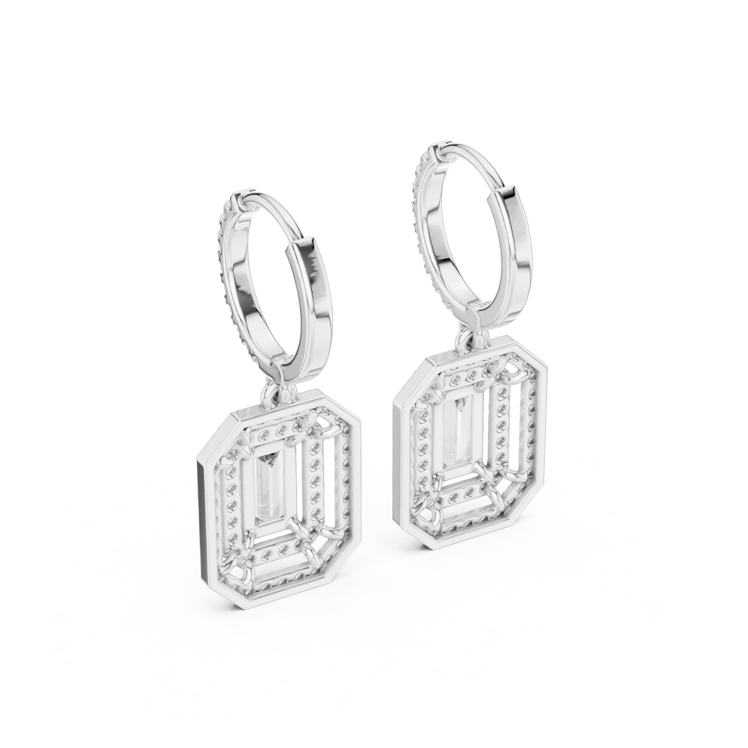 Imperial Emerald Halo Diamond Drop Earrings