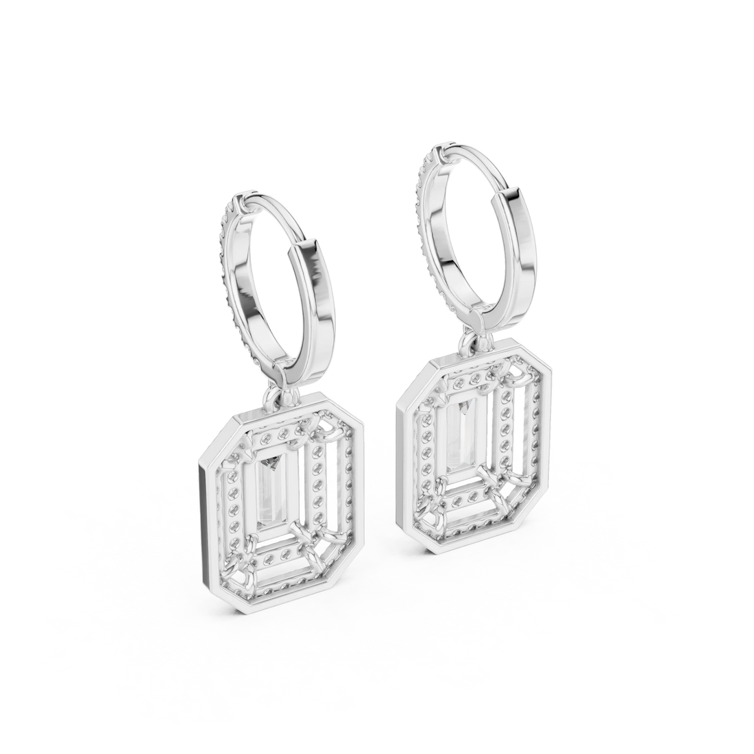 Imperial Emerald Halo Diamond Drop Earrings