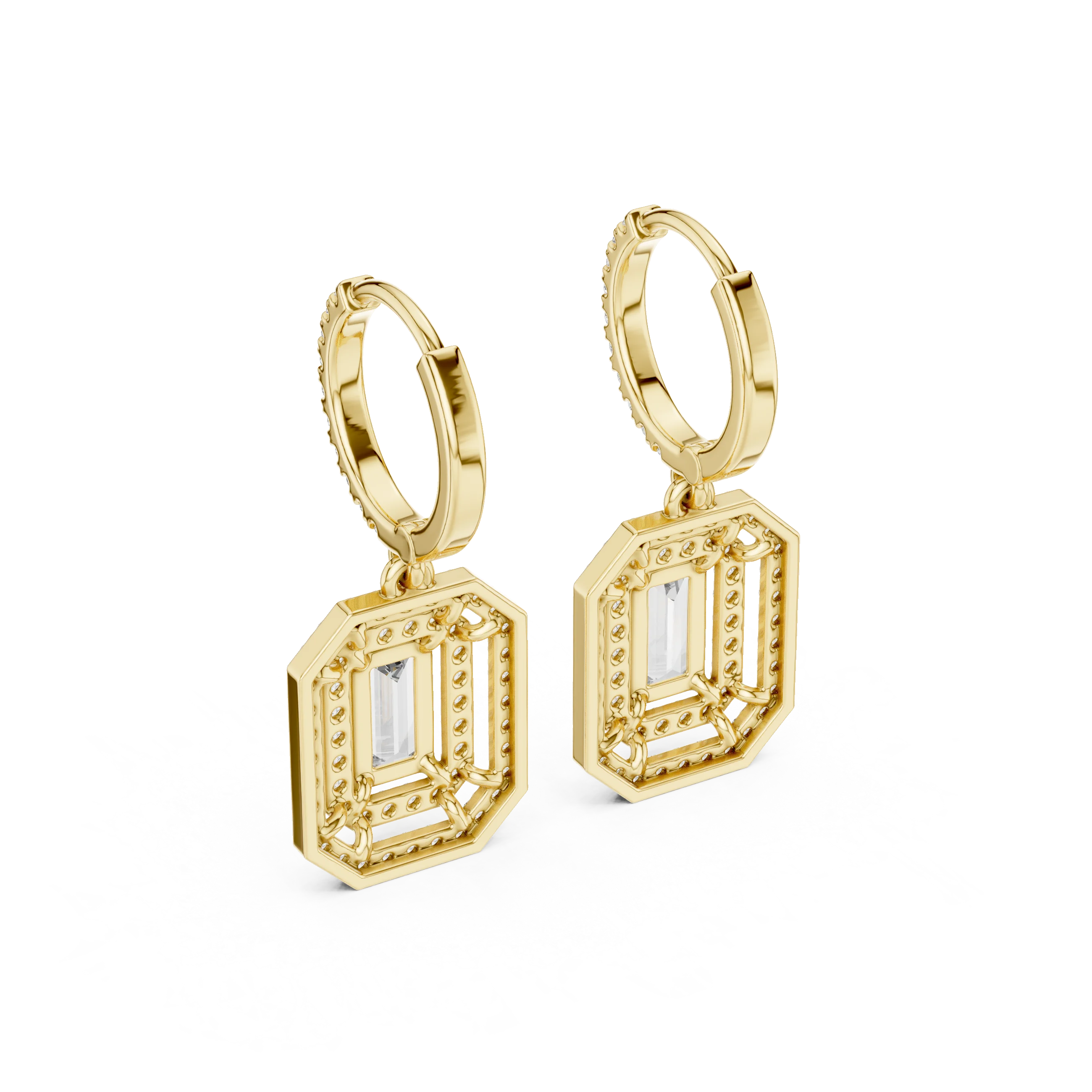 Imperial Emerald Halo Diamond Drop Earrings