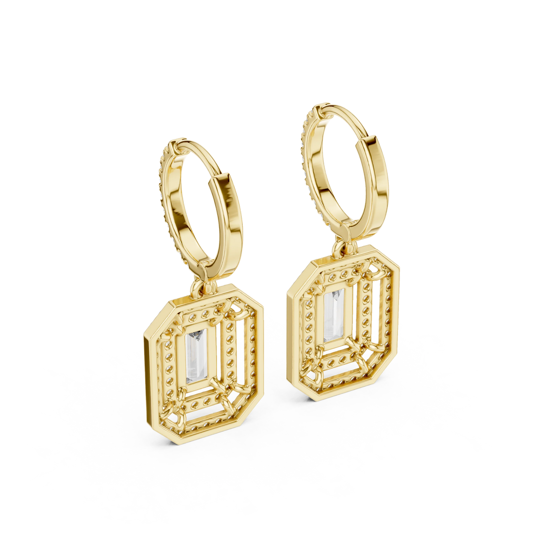 Imperial Emerald Halo Diamond Drop Earrings