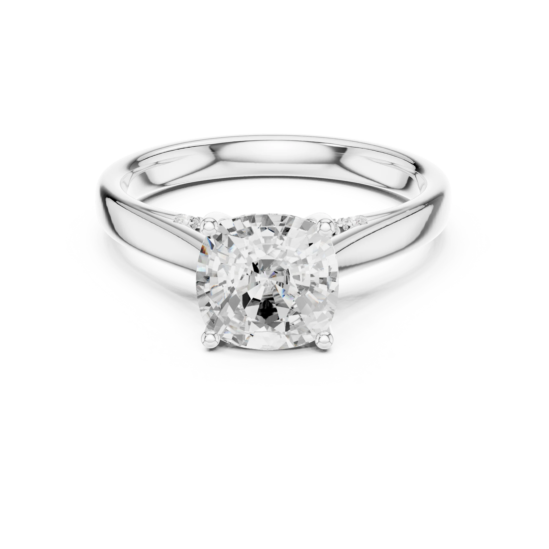Cushion Cut Diamond Cathedral Pave Engagement Ring