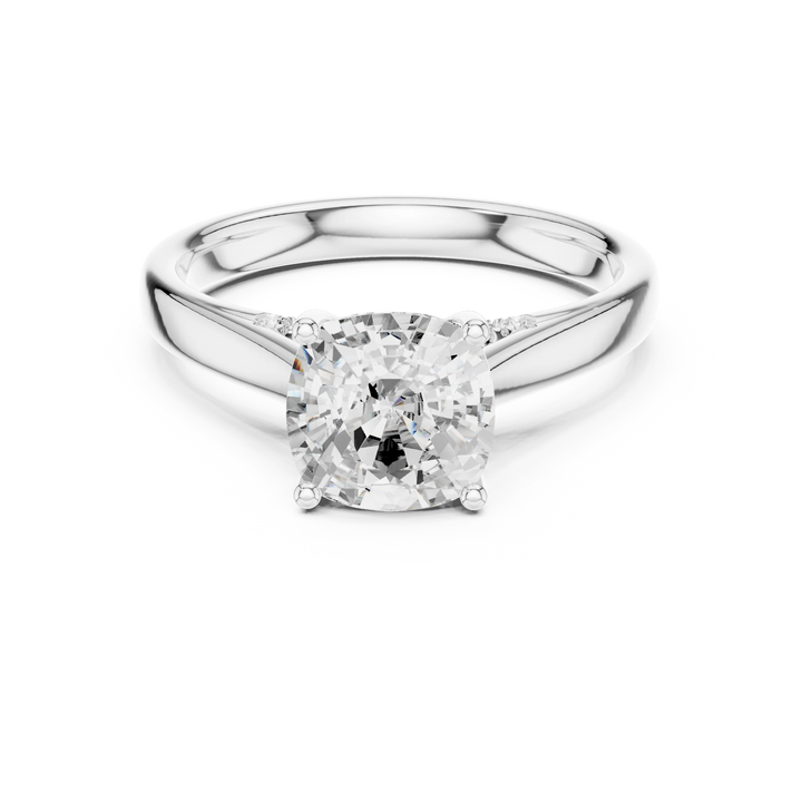 Cushion Cut Diamond Cathedral Pave Engagement Ring