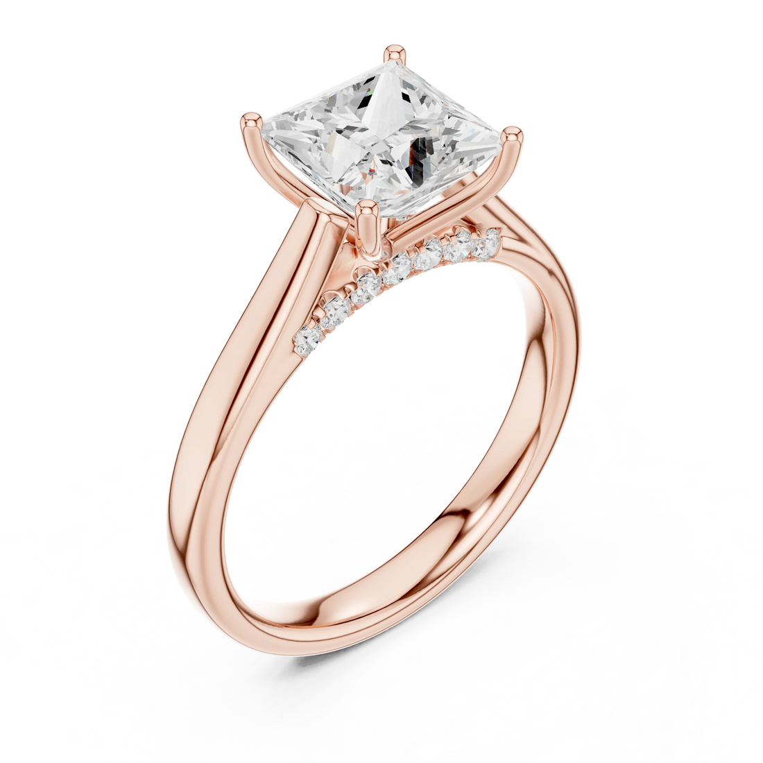 Princess Cut Diamond Cathedral Pave Engagement Ring