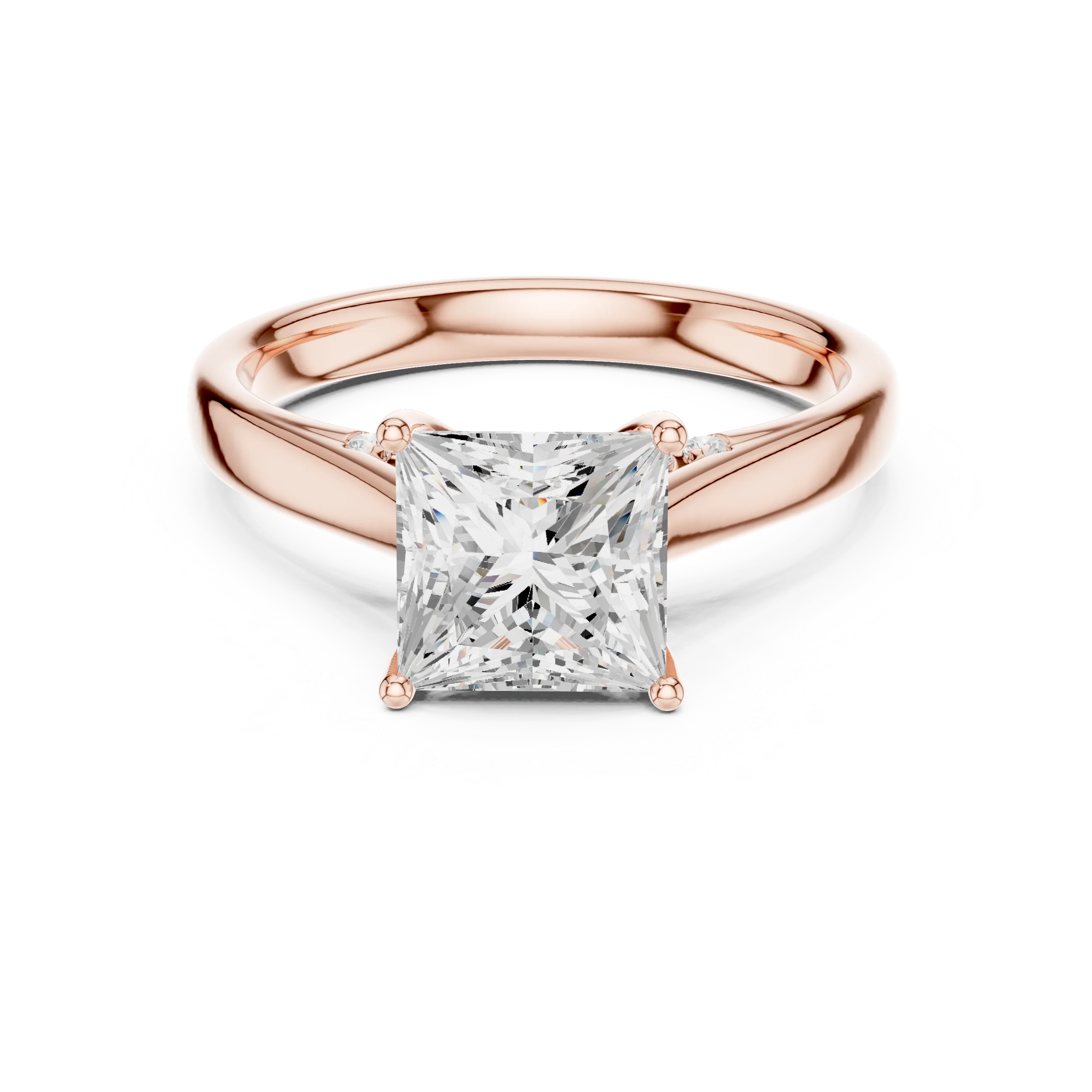 Princess Cut Diamond Cathedral Pave Engagement Ring