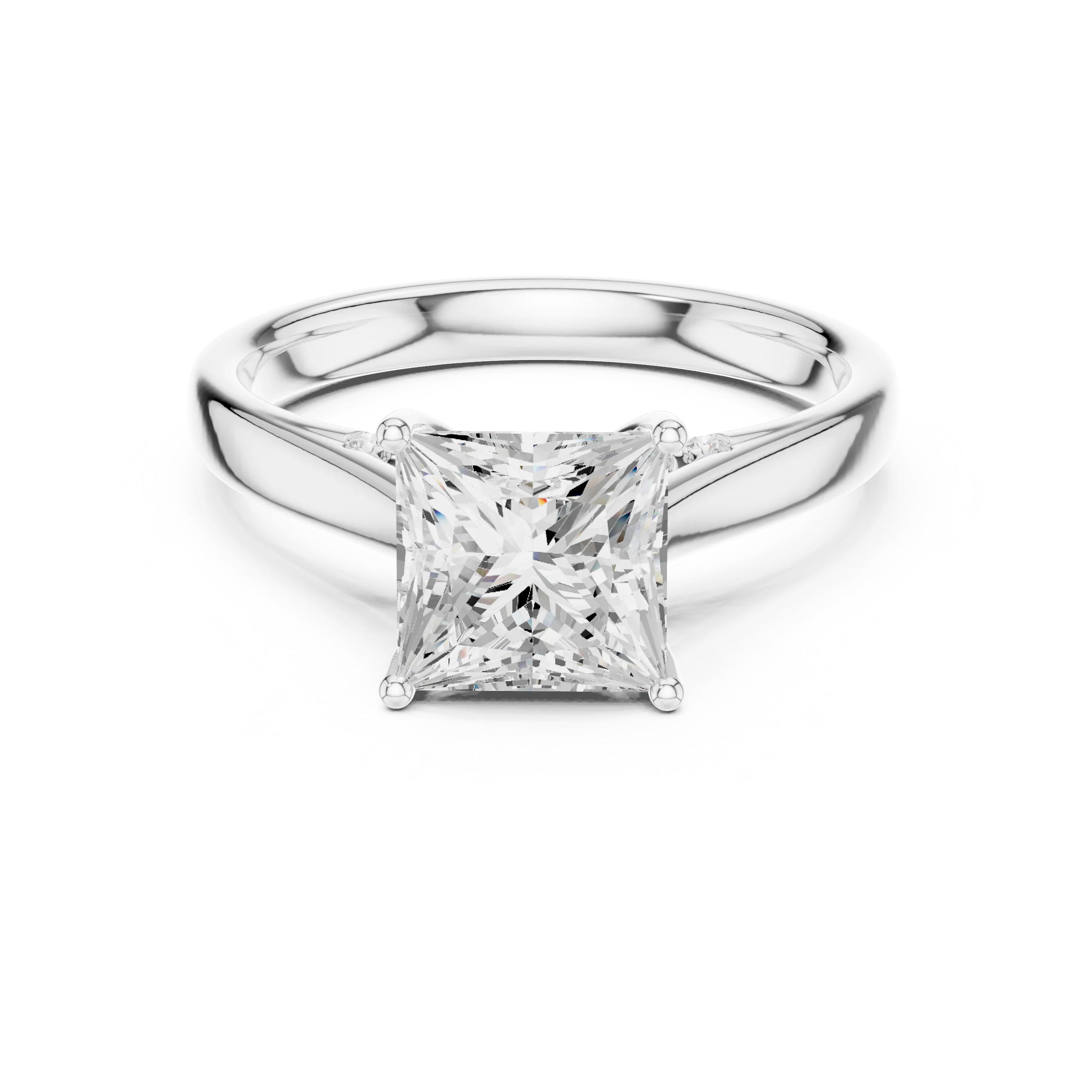 Princess Cut Diamond Cathedral Pave Engagement Ring