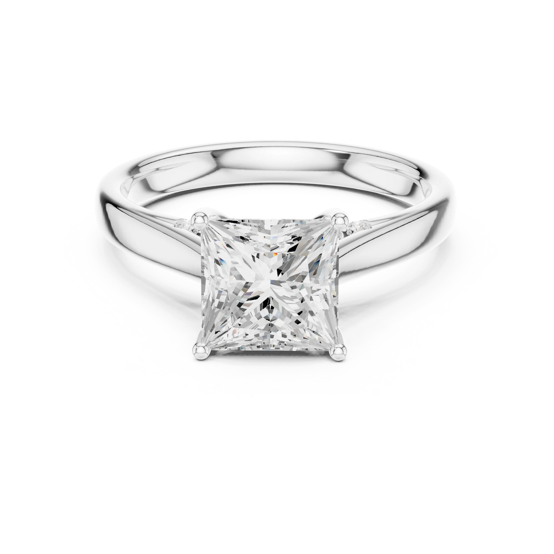 Princess Cut Diamond Cathedral Pave Engagement Ring