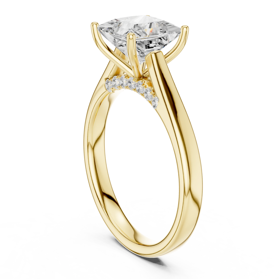 Princess Cut Diamond Cathedral Pave Engagement Ring