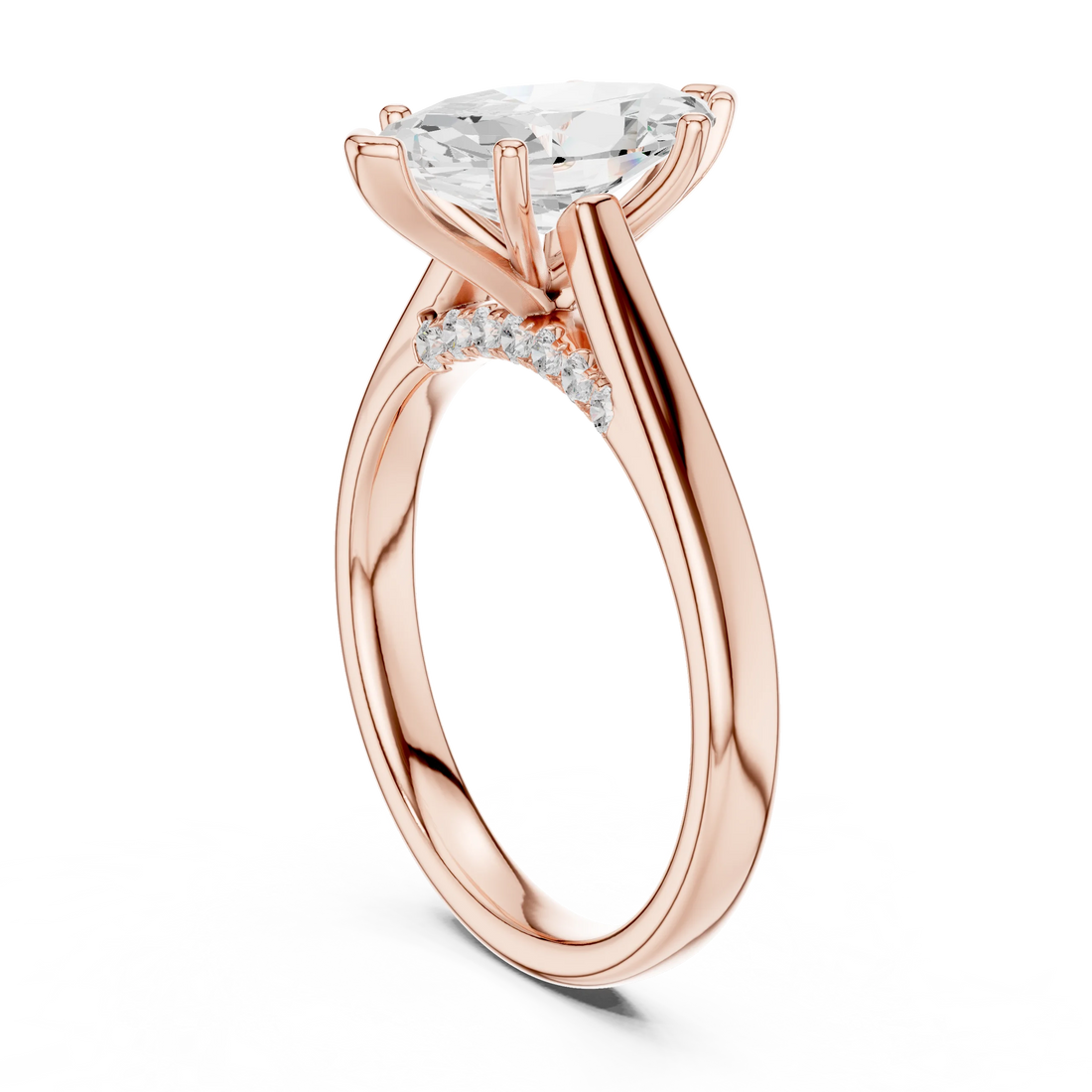 Marquise Cut Diamond Cathedral Pave Engagement Ring