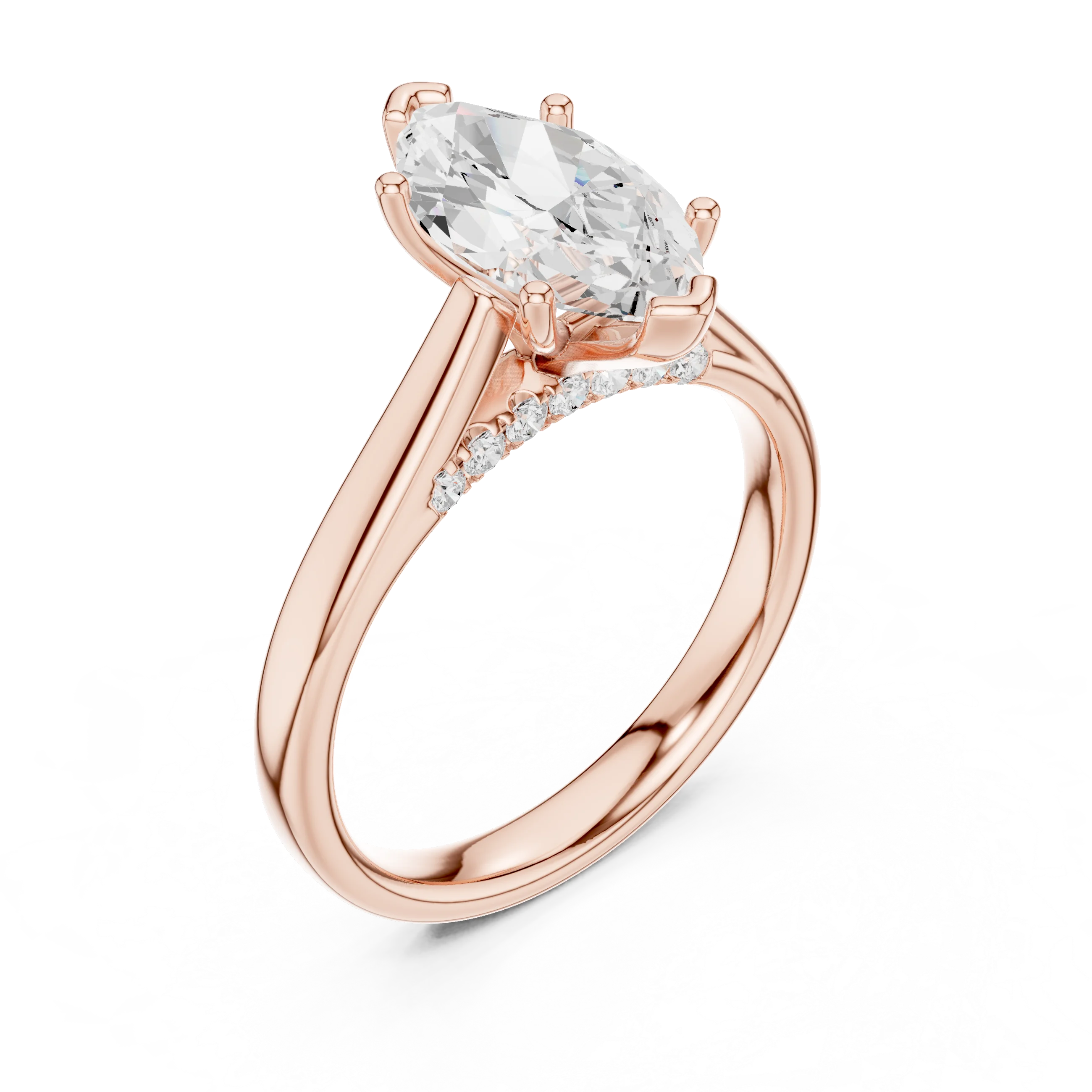 Marquise Cut Diamond Cathedral Pave Engagement Ring