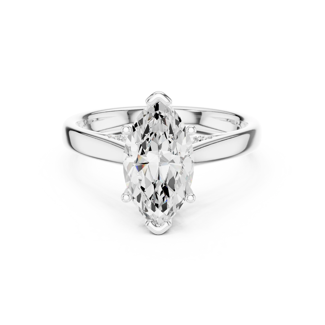 Marquise Cut Diamond Cathedral Pave Engagement Ring