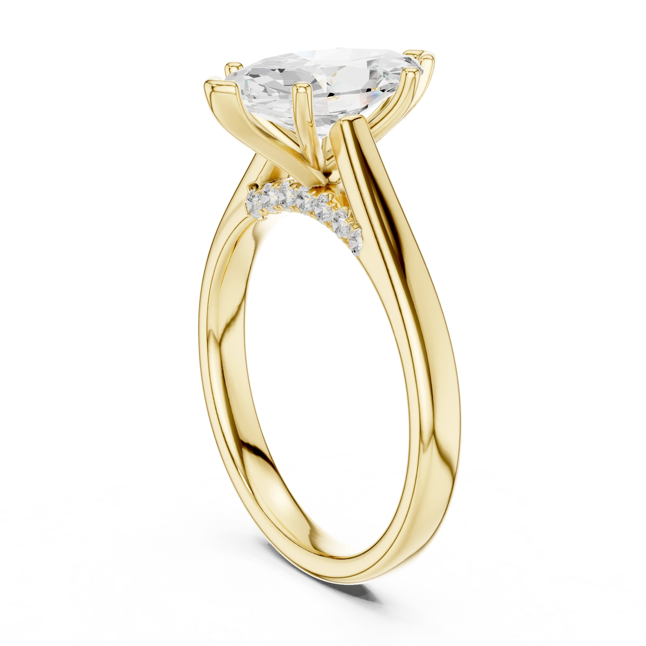 Marquise Cut Diamond Cathedral Pave Engagement Ring