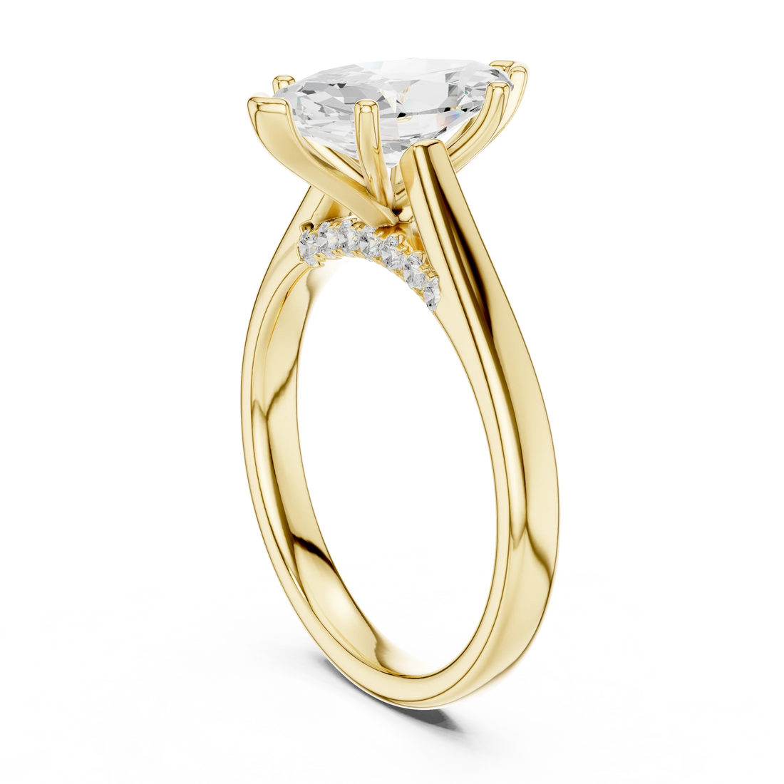 Marquise Cut Diamond Cathedral Pave Engagement Ring