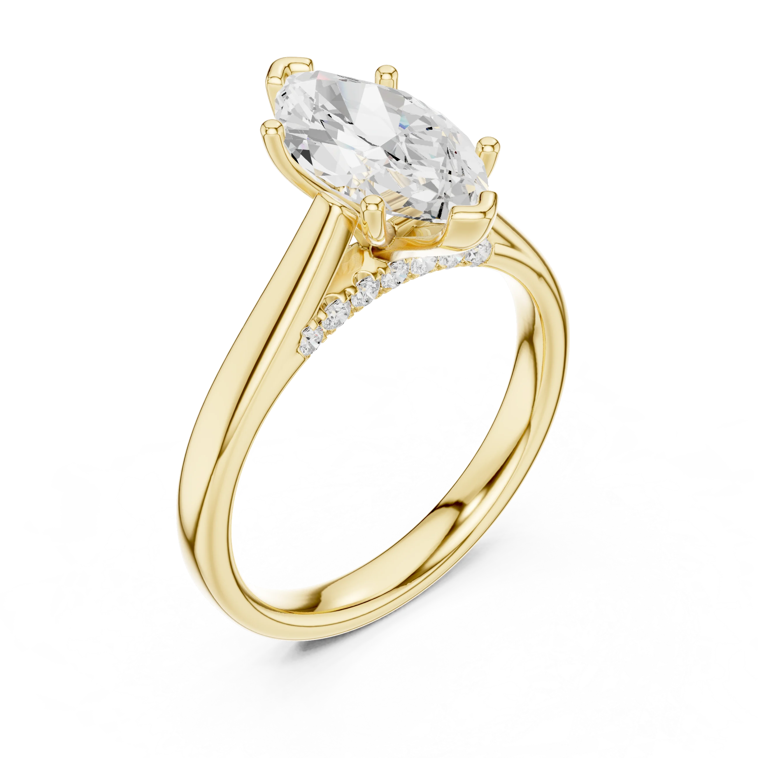 Marquise Cut Diamond Cathedral Pave Engagement Ring