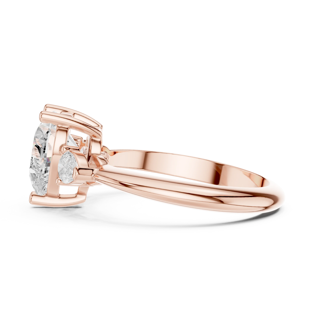 Heart Diamond Solitaire Engagement Ring with Hidden Side Accent