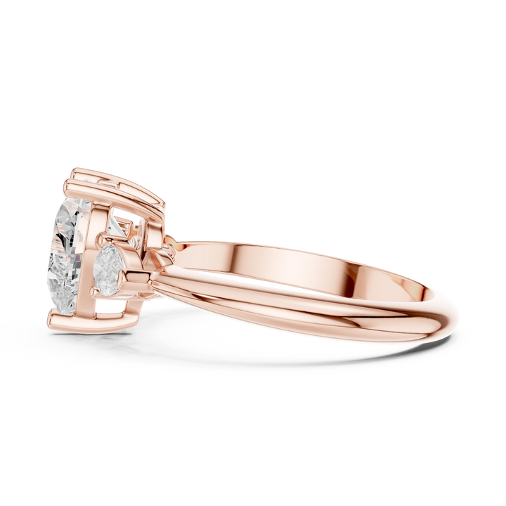 Heart Diamond Solitaire Engagement Ring with Hidden Side Accent
