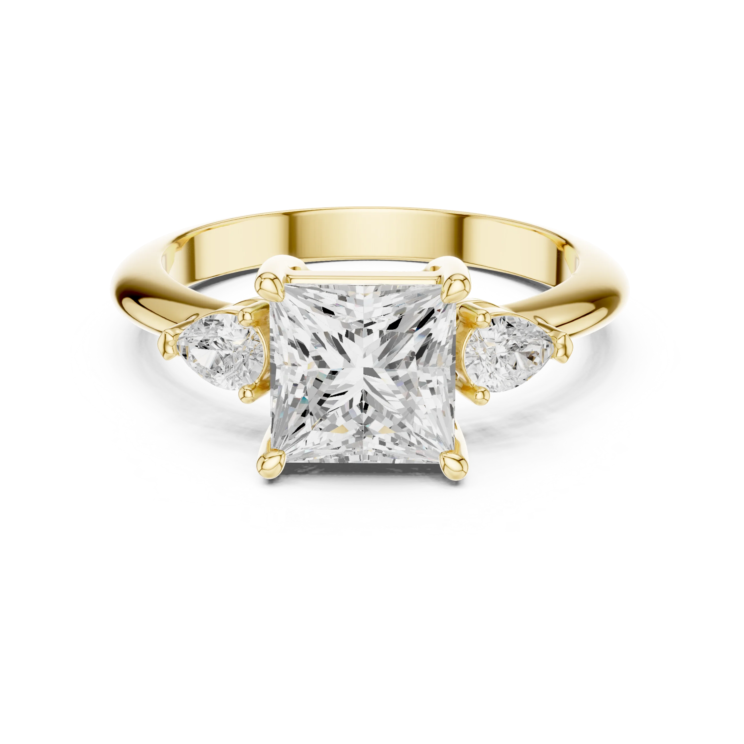 Princess Diamond Solitaire Engagement Ring with Hidden Side Accent