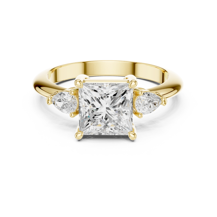 Princess Diamond Solitaire Engagement Ring with Hidden Side Accent