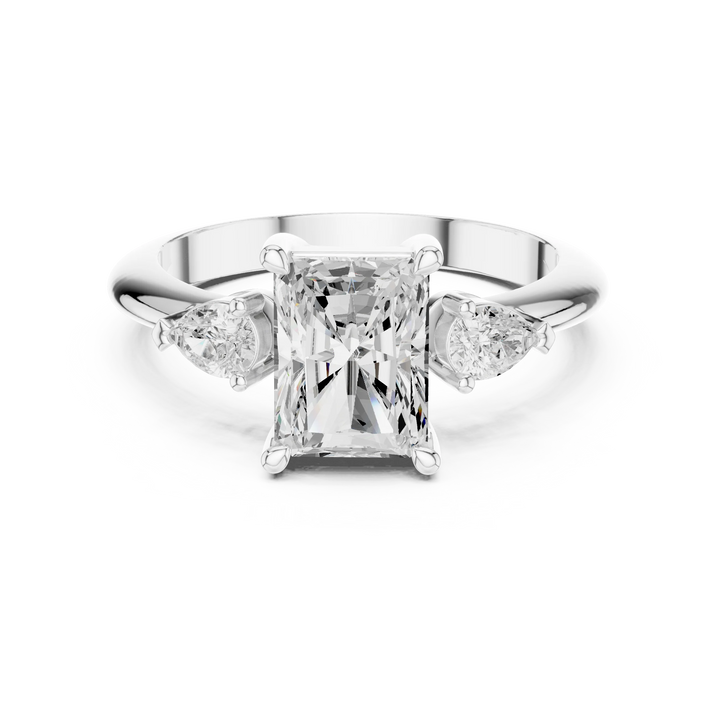 Radiant Diamond Solitaire Engagement Ring with Hidden Side Accent