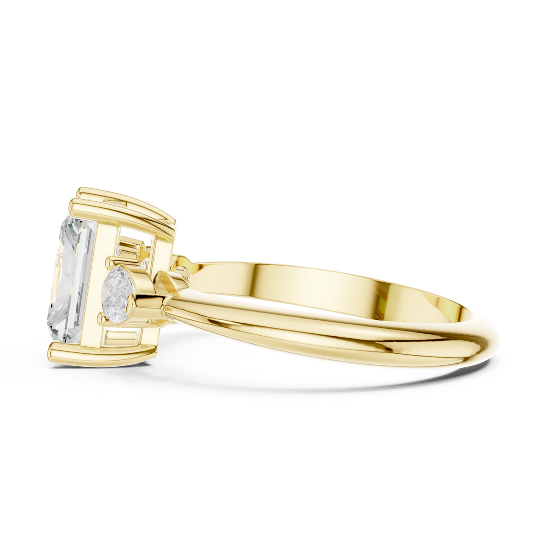 Radiant Diamond Solitaire Engagement Ring with Hidden Side Accent