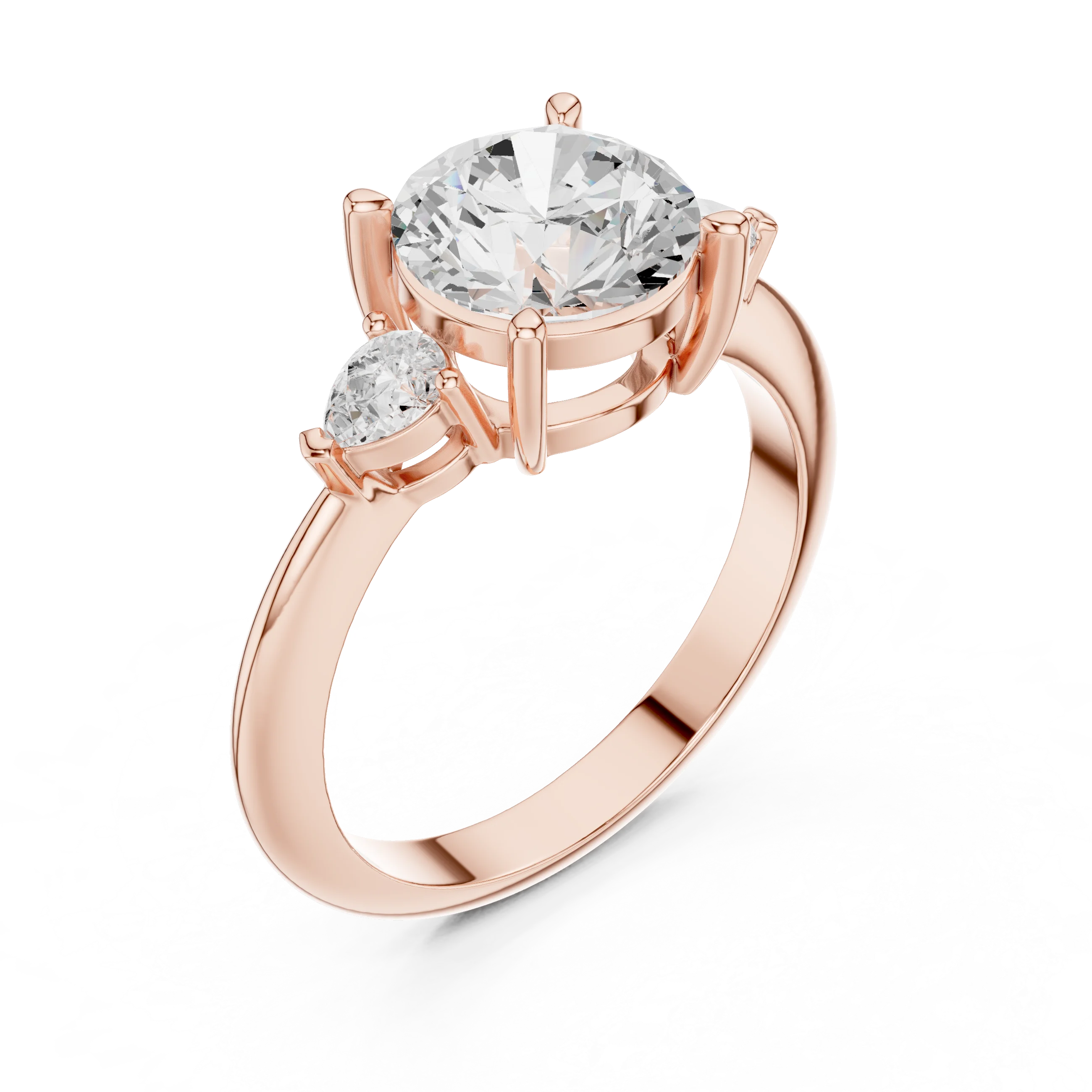 Round Diamond Solitaire Engagement Ring with Hidden Side Accent