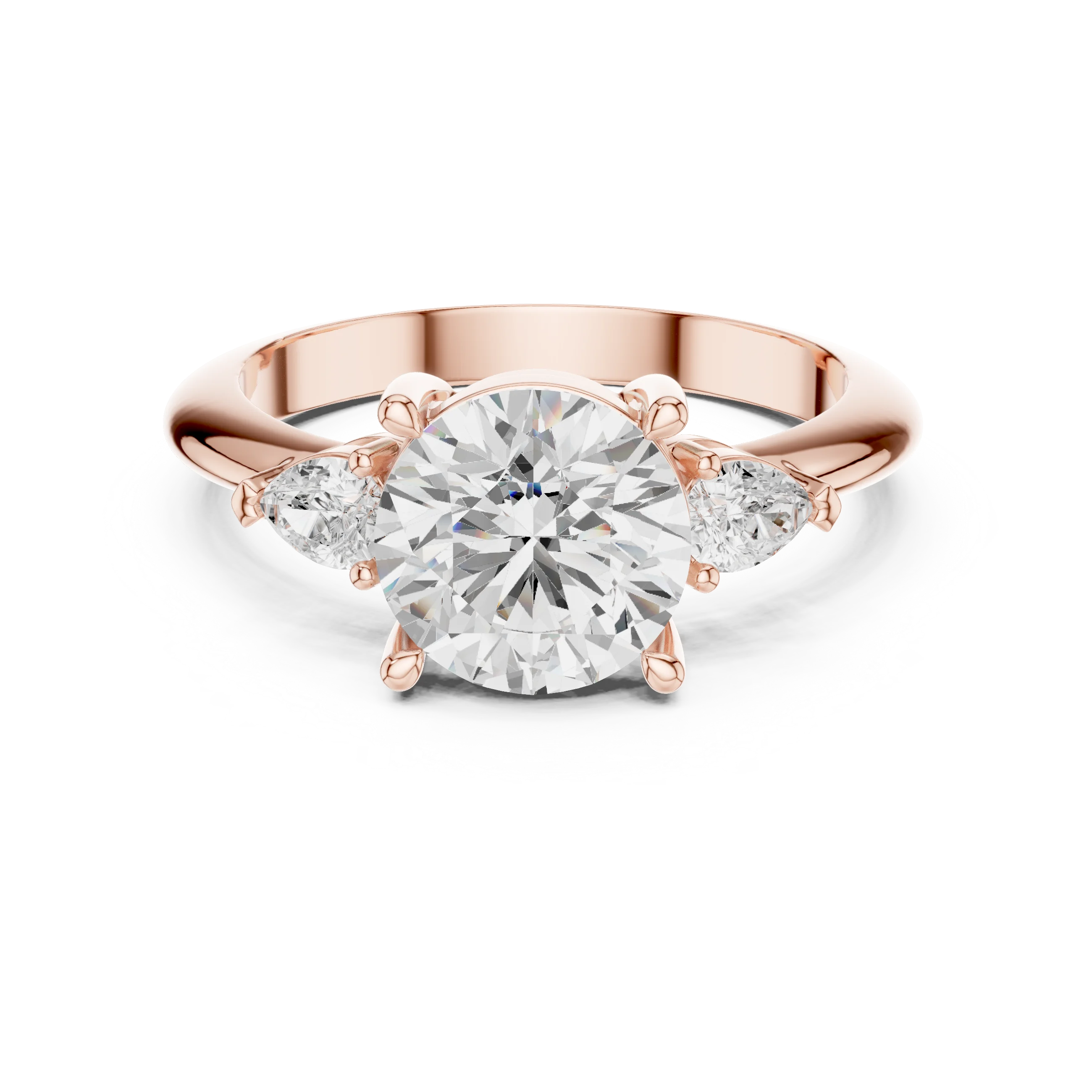 Round Diamond Solitaire Engagement Ring with Hidden Side Accent