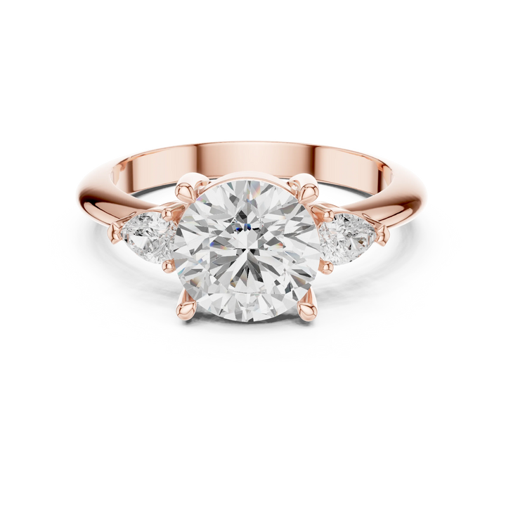 Round Diamond Solitaire Engagement Ring with Hidden Side Accent