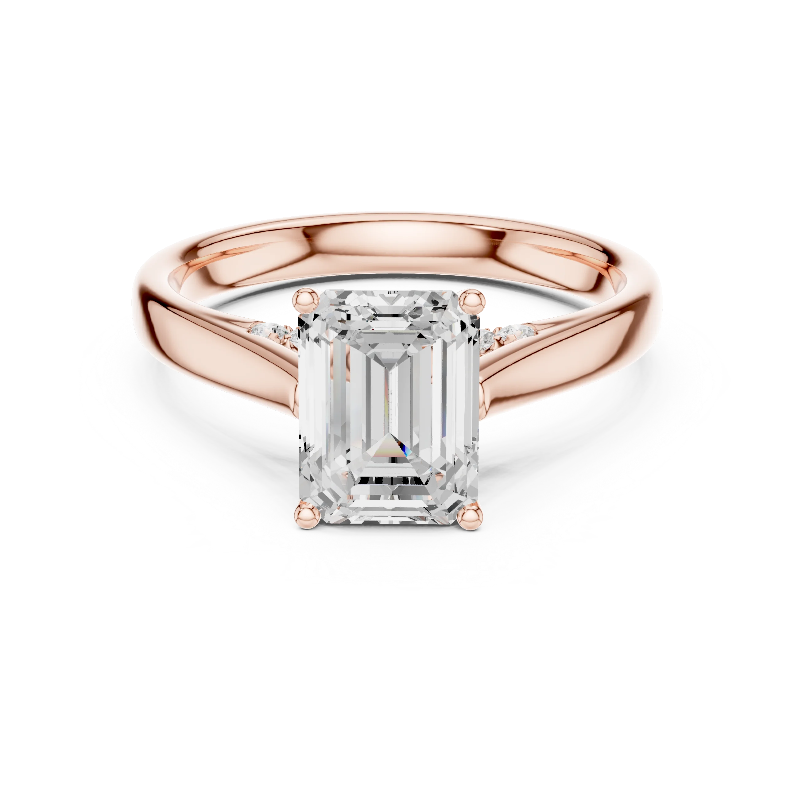 Emerald Cut Diamond Cathedral Pave Engagement Ring