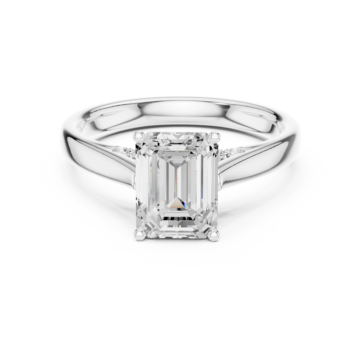 Emerald Cut Diamond Cathedral Pave Engagement Ring