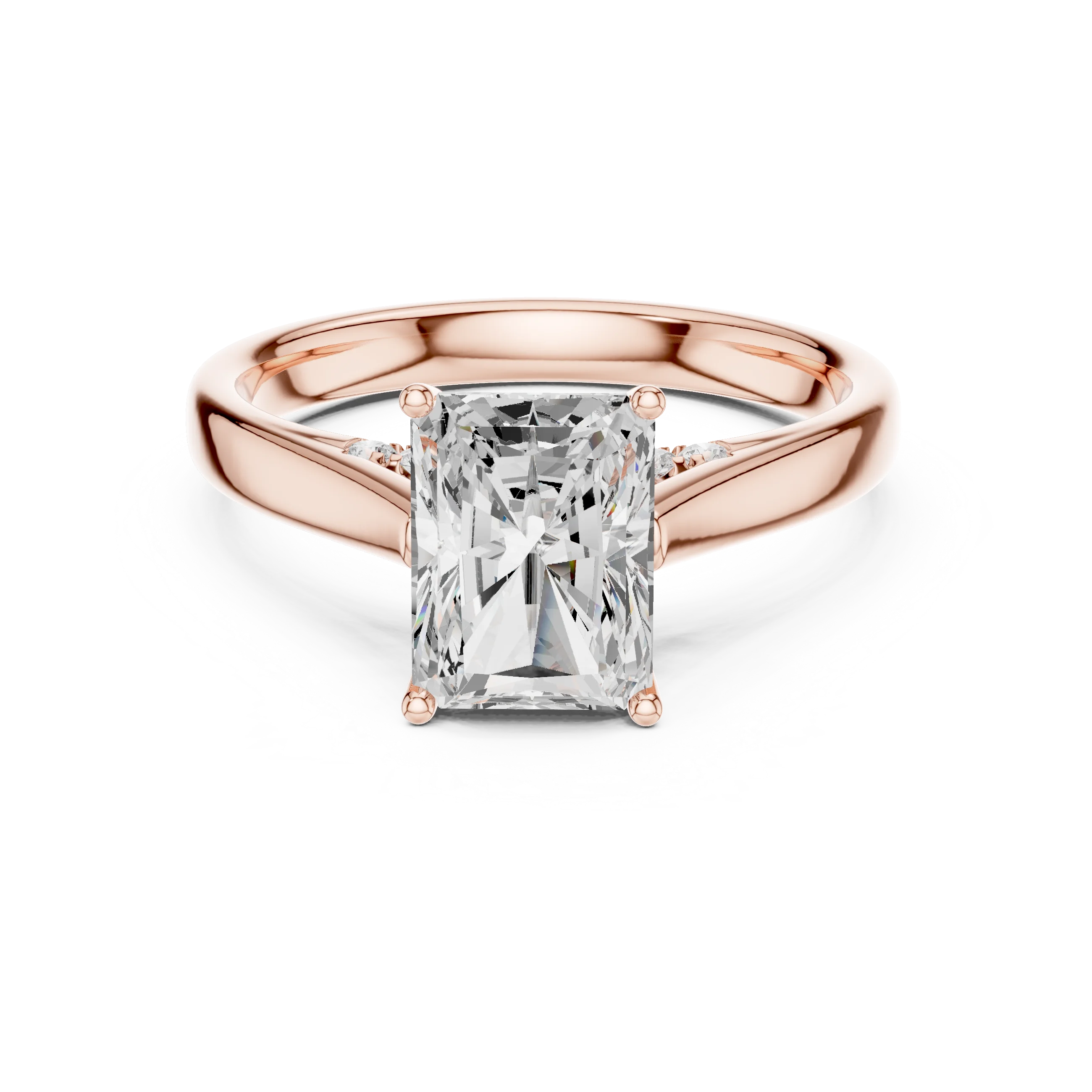 Radiant Cut Diamond Cathedral Pave Engagement Ring