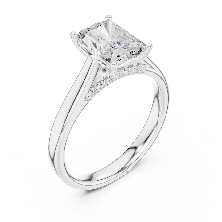 Radiant Cut Diamond Cathedral Pave Engagement Ring