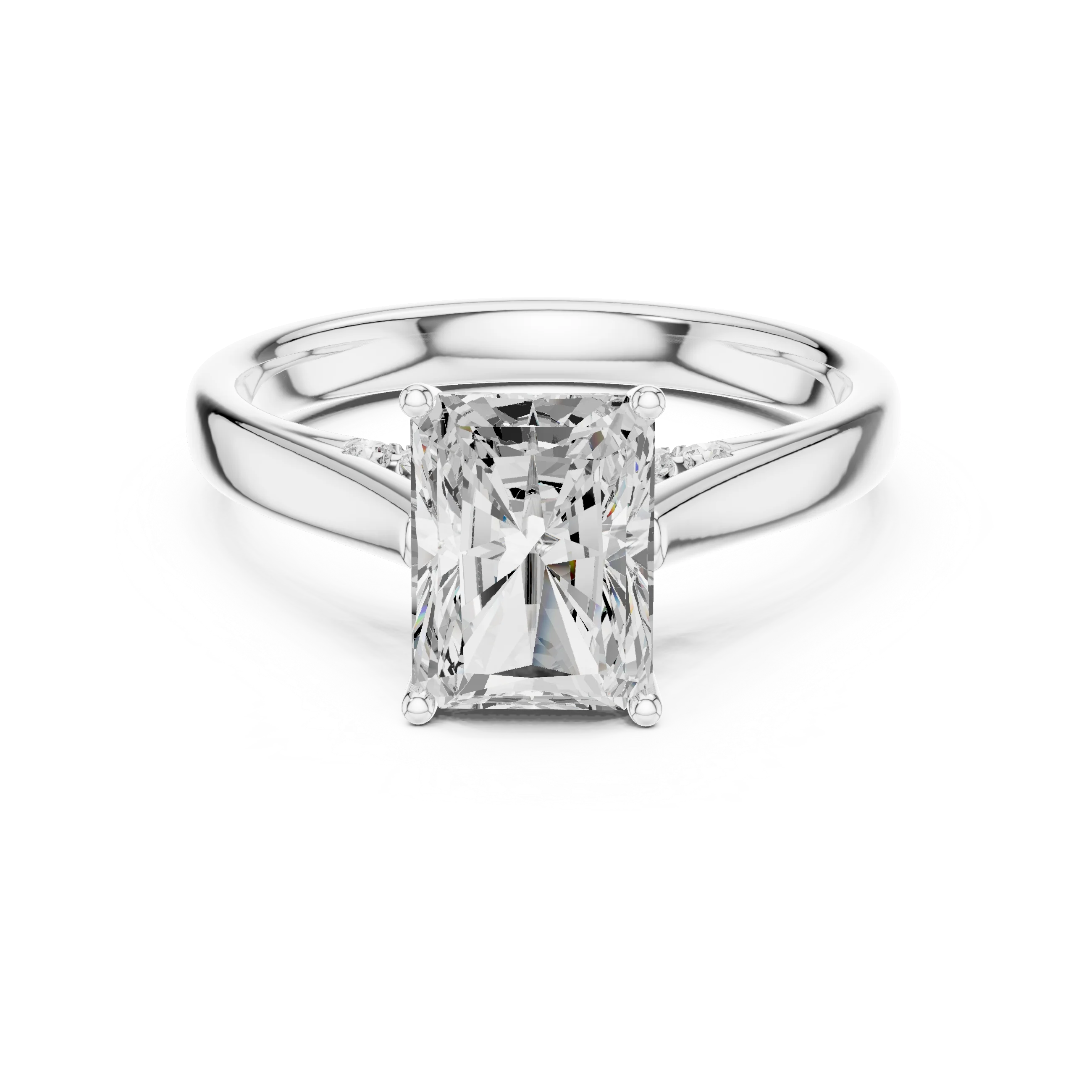 Radiant Cut Diamond Cathedral Pave Engagement Ring