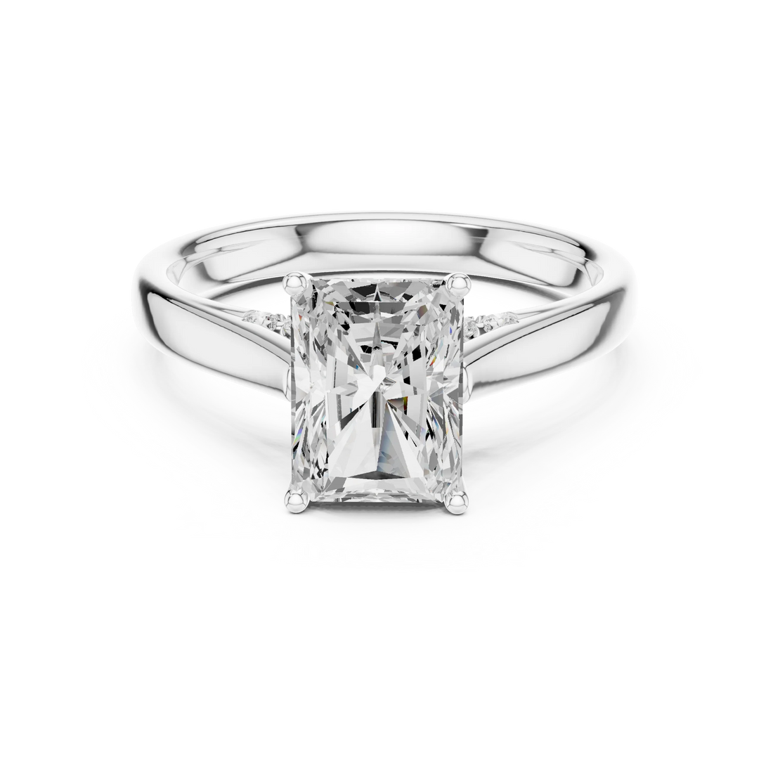 Radiant Cut Diamond Cathedral Pave Engagement Ring