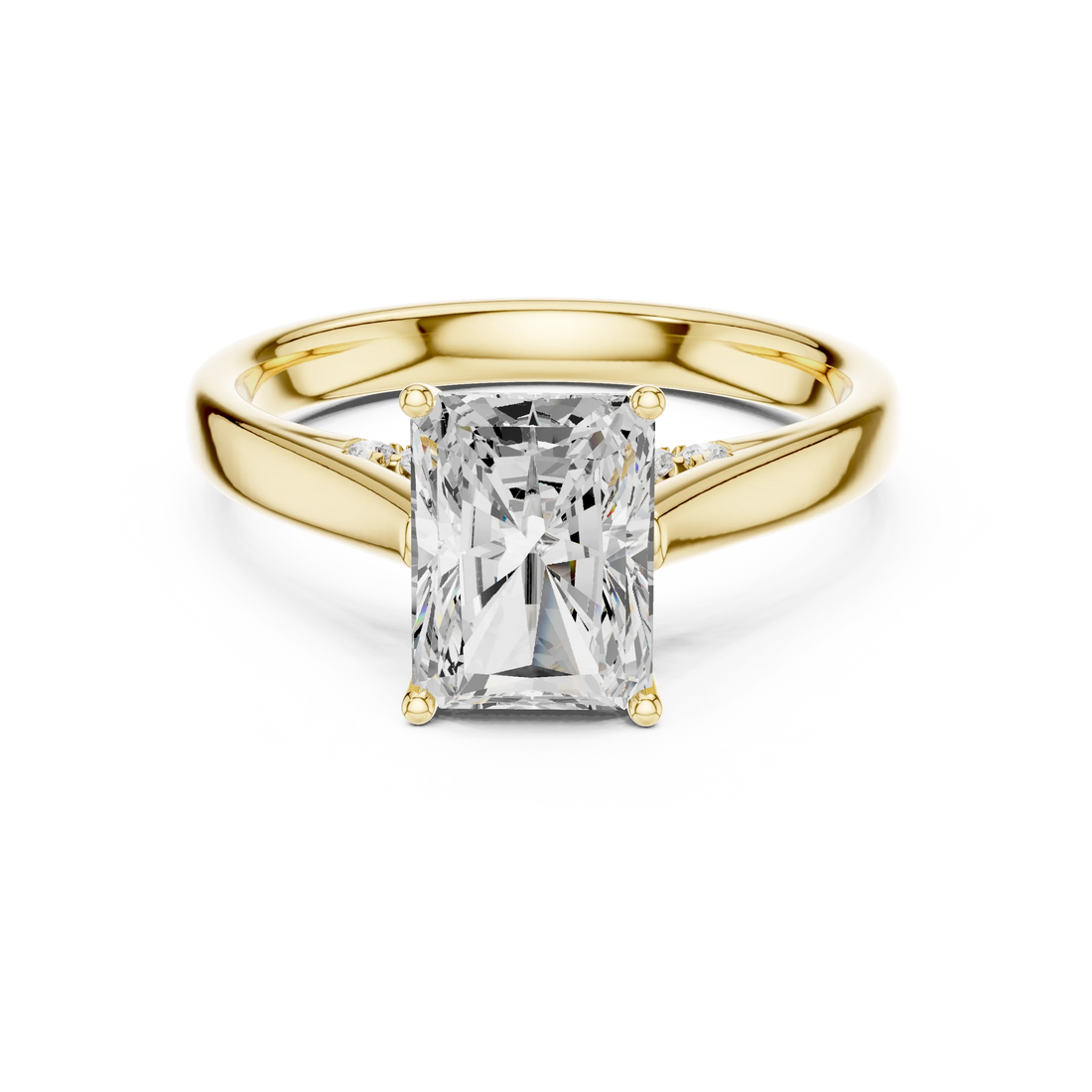 Radiant Cut Diamond Cathedral Pave Engagement Ring