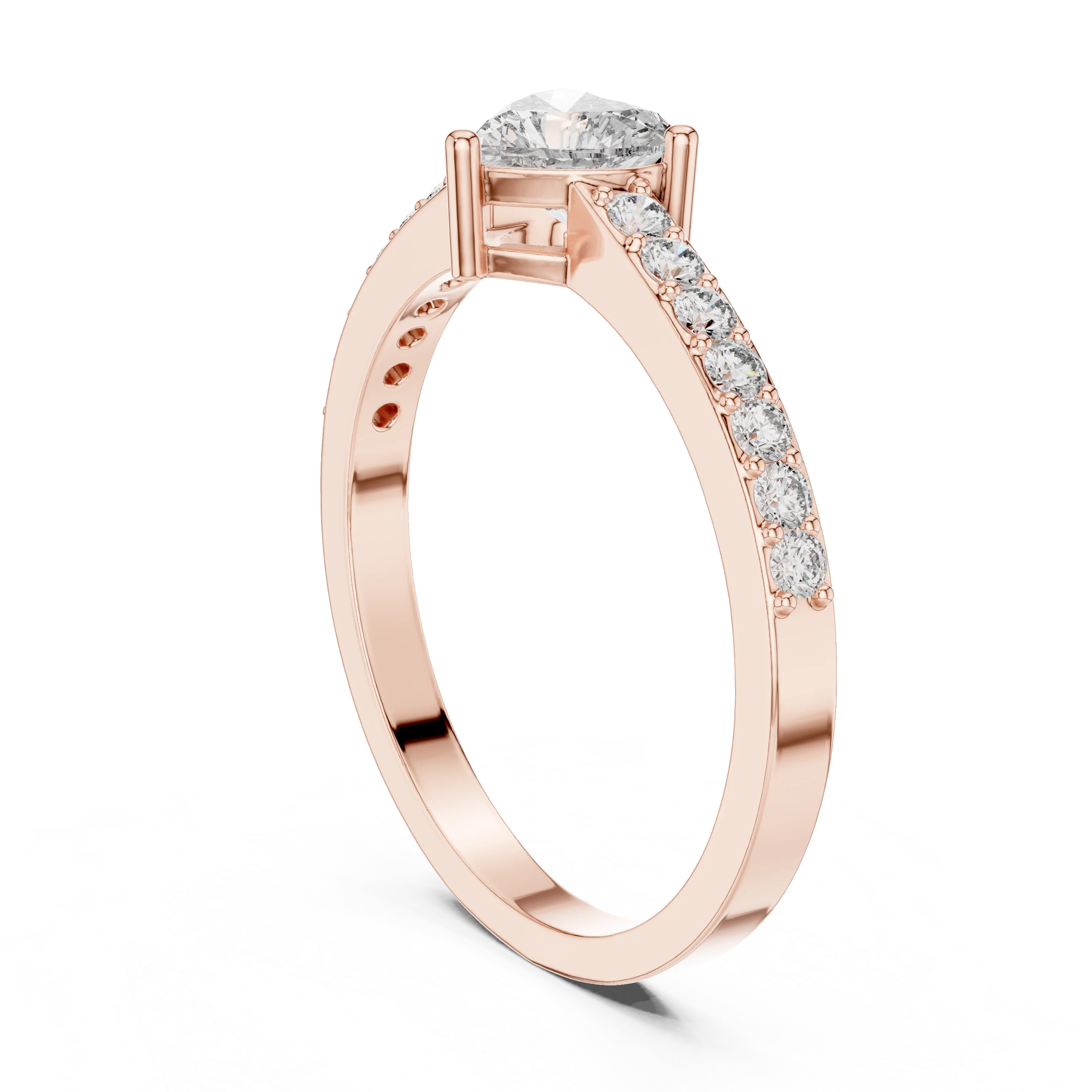 Heart Cut Diamond Engagement Ring with Pave Band